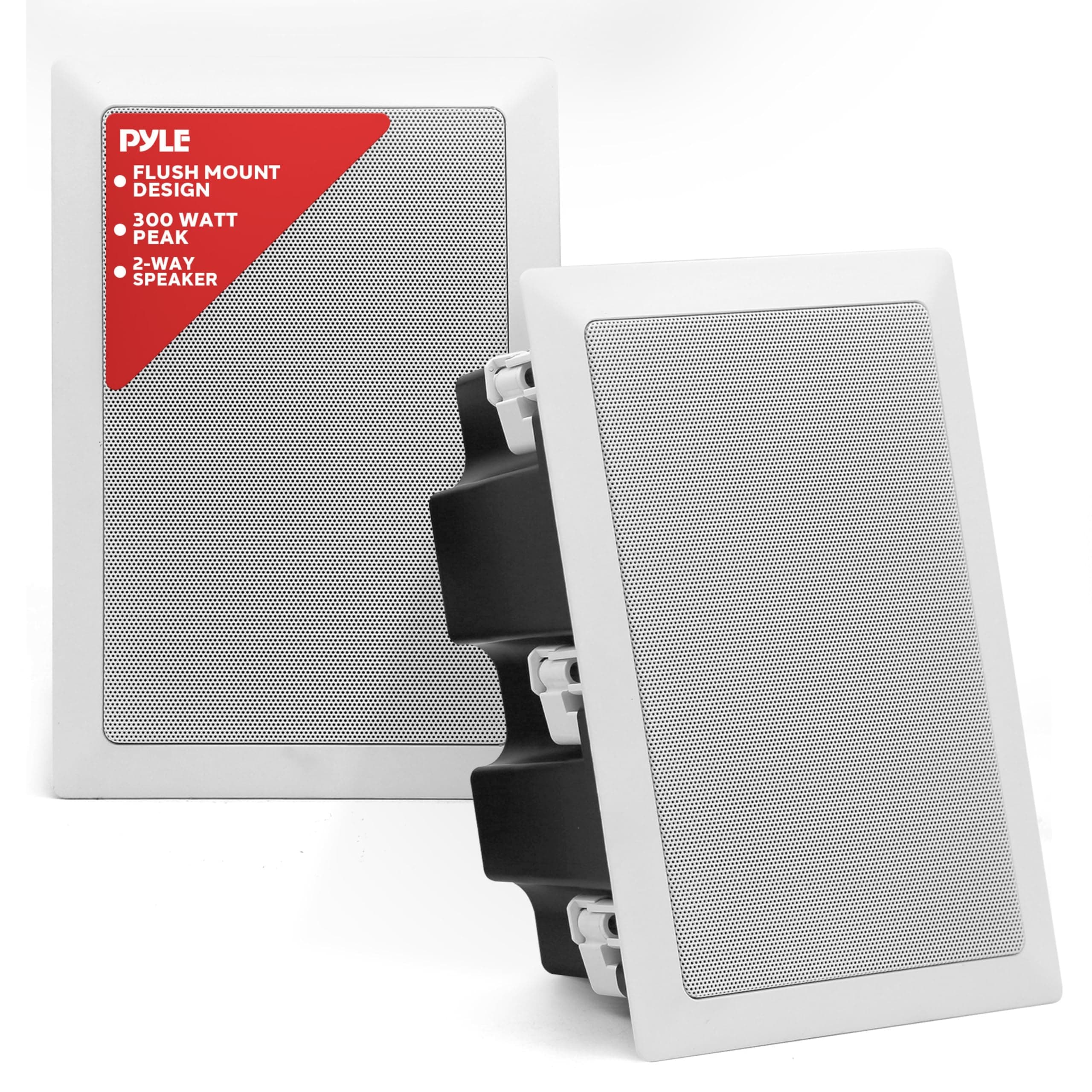 Pyle In-Wall / In-Ceiling Dual 5.25'' Enclosed Speaker Systems, 2-Way Flush Mount Stereo Speakers (Pair)