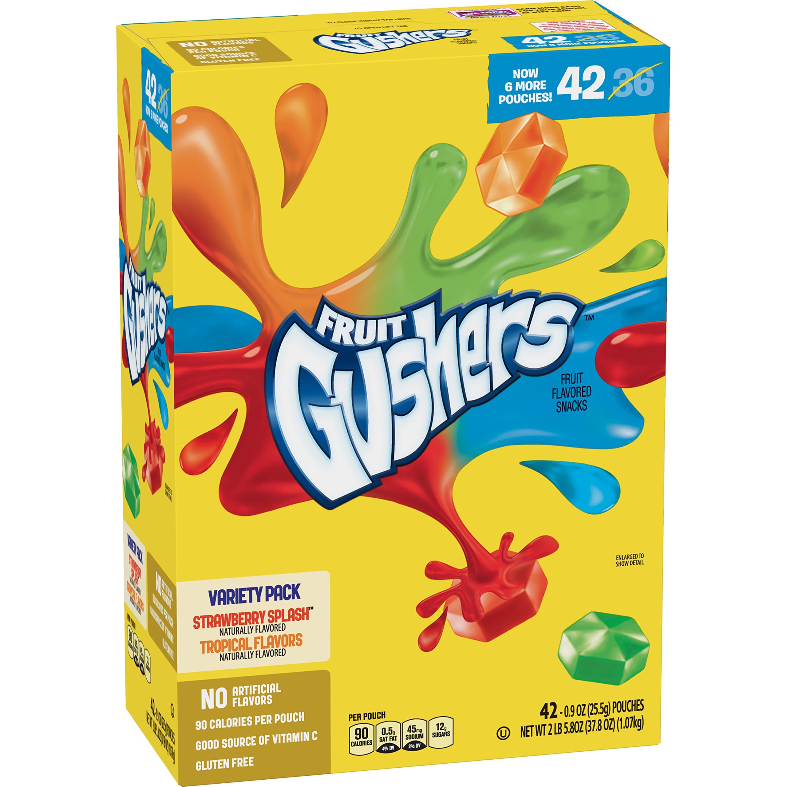Fruit Gushers, Strawberry Splash and Tropical, 0.9 Ounce (Pack of 42)