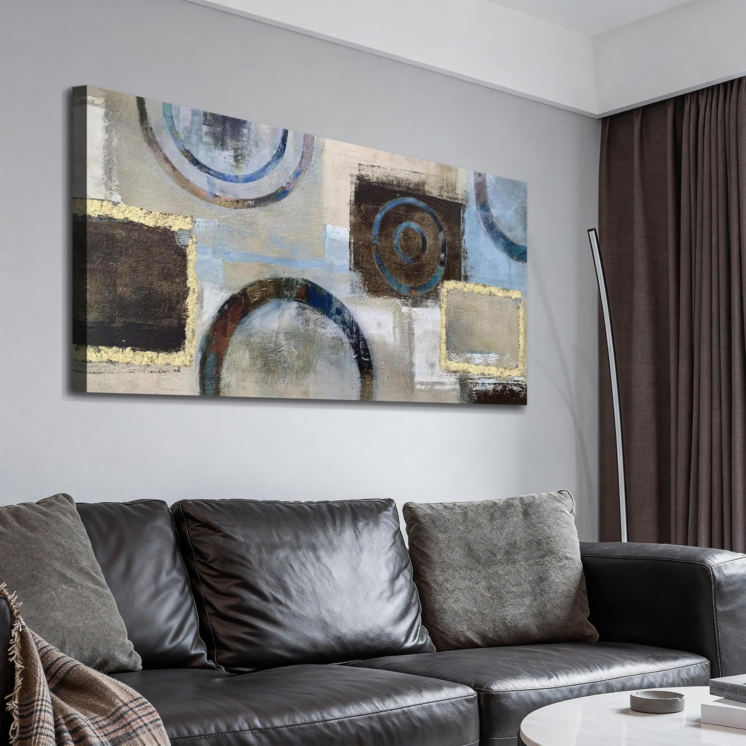 Acocifi Abstract Wall Art Beige Neutral Modern Artwork for Walls, Canvas Wall Art for Living Room Geometric Picture, Textured Painting, Hallway Bedroom Office Home Decor Large 40"x20"