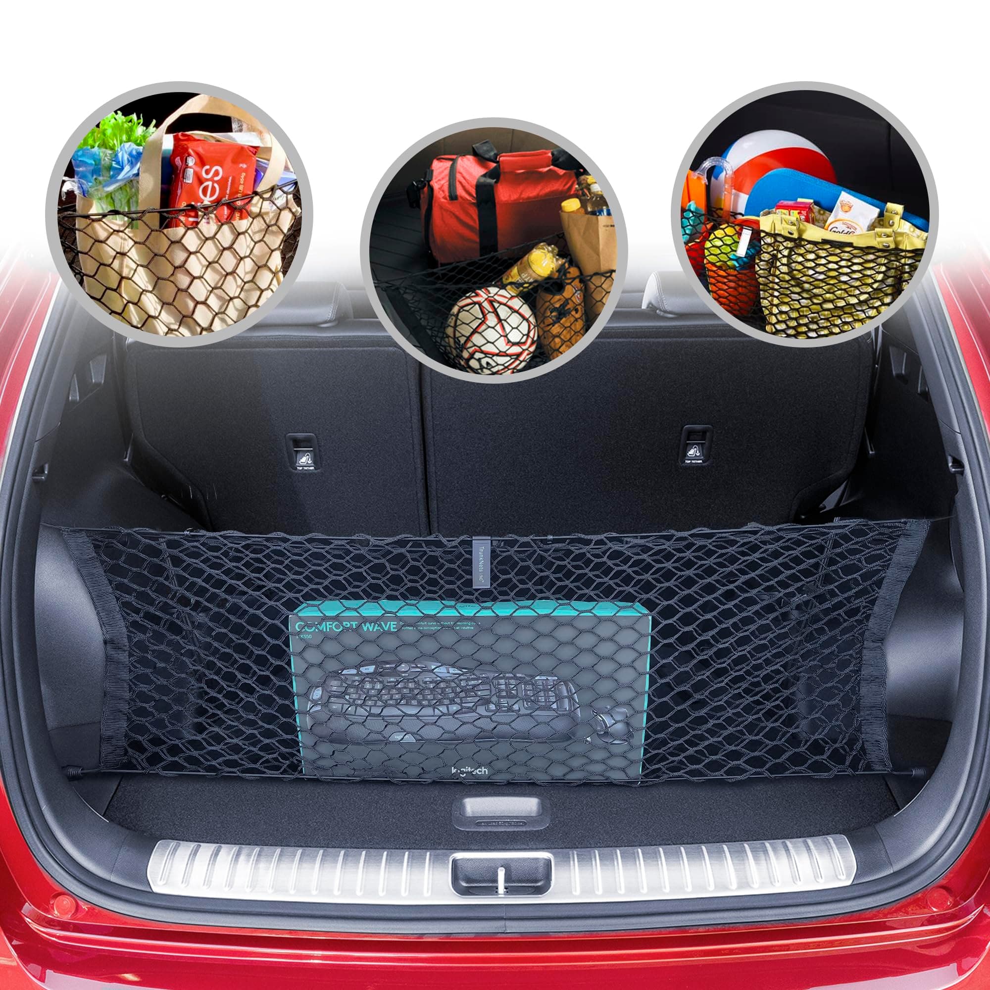Envelope Style Automotive Elastic Trunk Mesh Cargo Net for Kia Sportage LX EX SX X-Line 2023-2026 - Premium Trunk Organizer and Storage - Luggage Net - Best Car Organizer for Kia Sportage