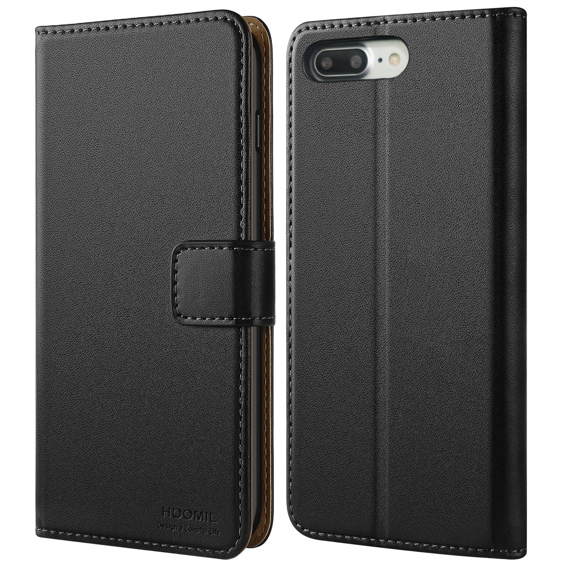 HOOMIL Wallet Case for iPhone 7 Plus/iPhone 8 Plus, Flip Leather Cover, Black