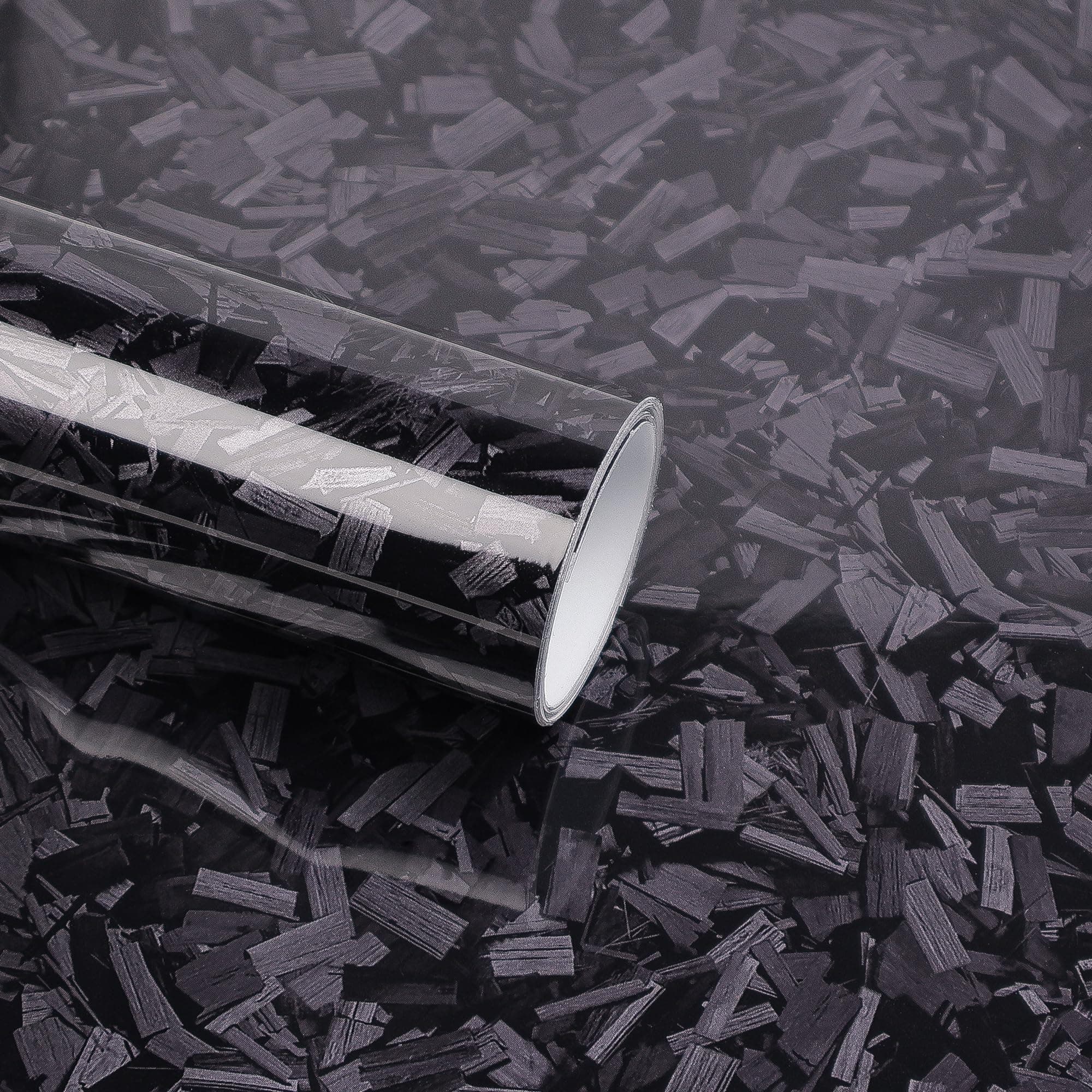 Lypumso Black Forged Carbon Fiber Vinyl Wrap, High Gloss Car Wrap Vinyl Film with Bubble Free Air Release Technology DIY Auto Decoration Sticker 1ft x 5ft