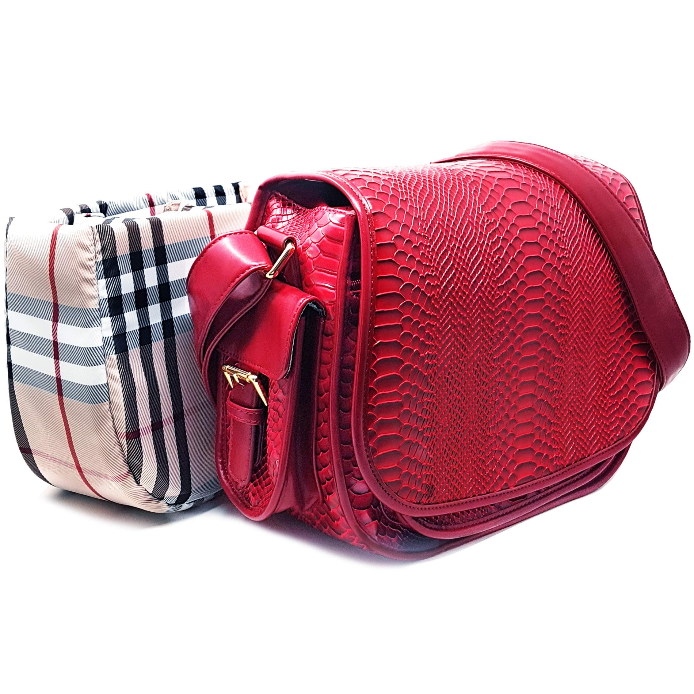 DSLR Camera Bag for Women - Multi-Functional Handbag with Removable Padded Organizer - Embossed Croc Vegan Leather Purse