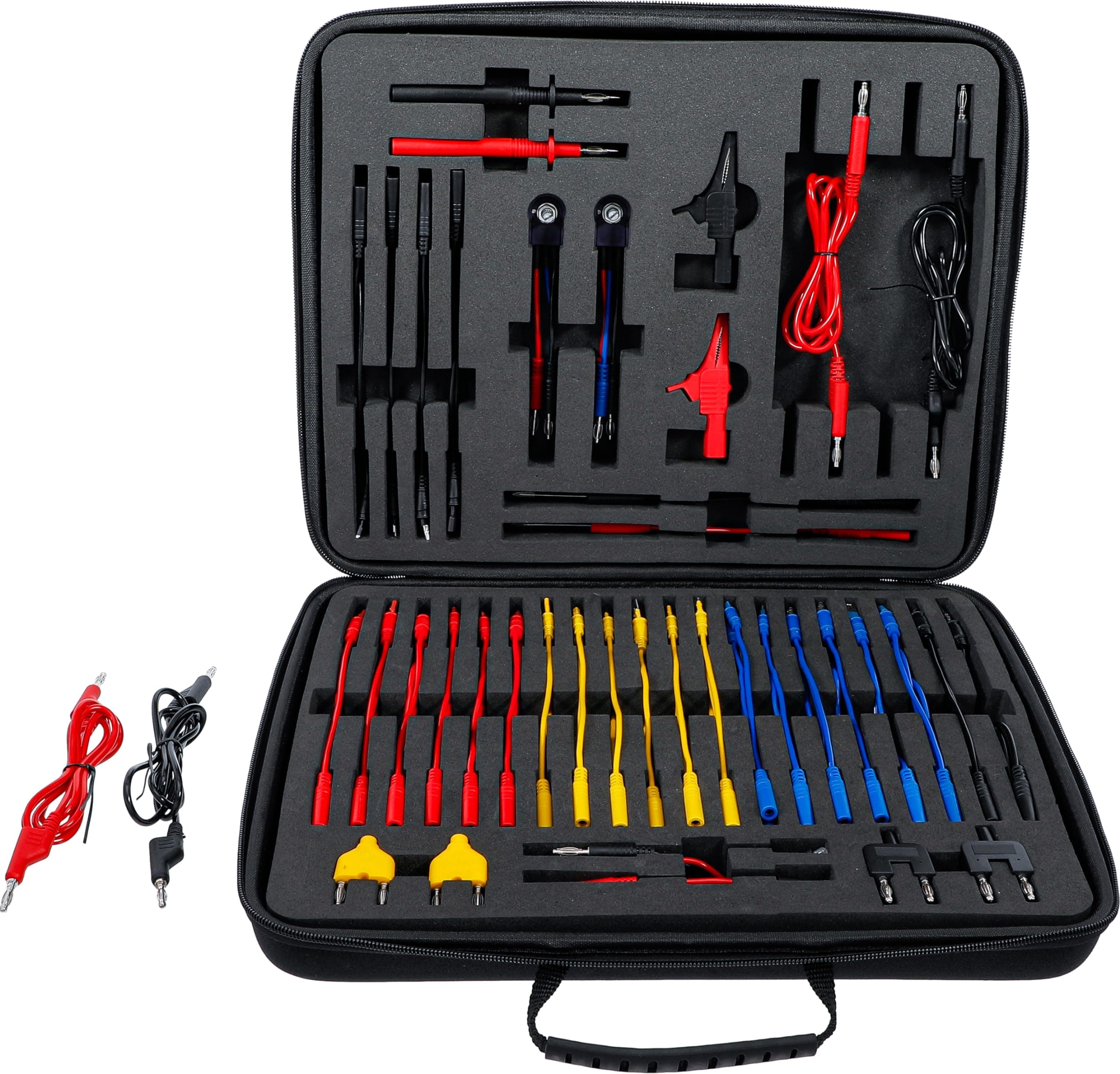 BGS 2184-1 Measuring Cable and Probe Set, 92 Pieces, Test Lead, for Multimeters, Oscilloscopes, Simulators, etc., Black