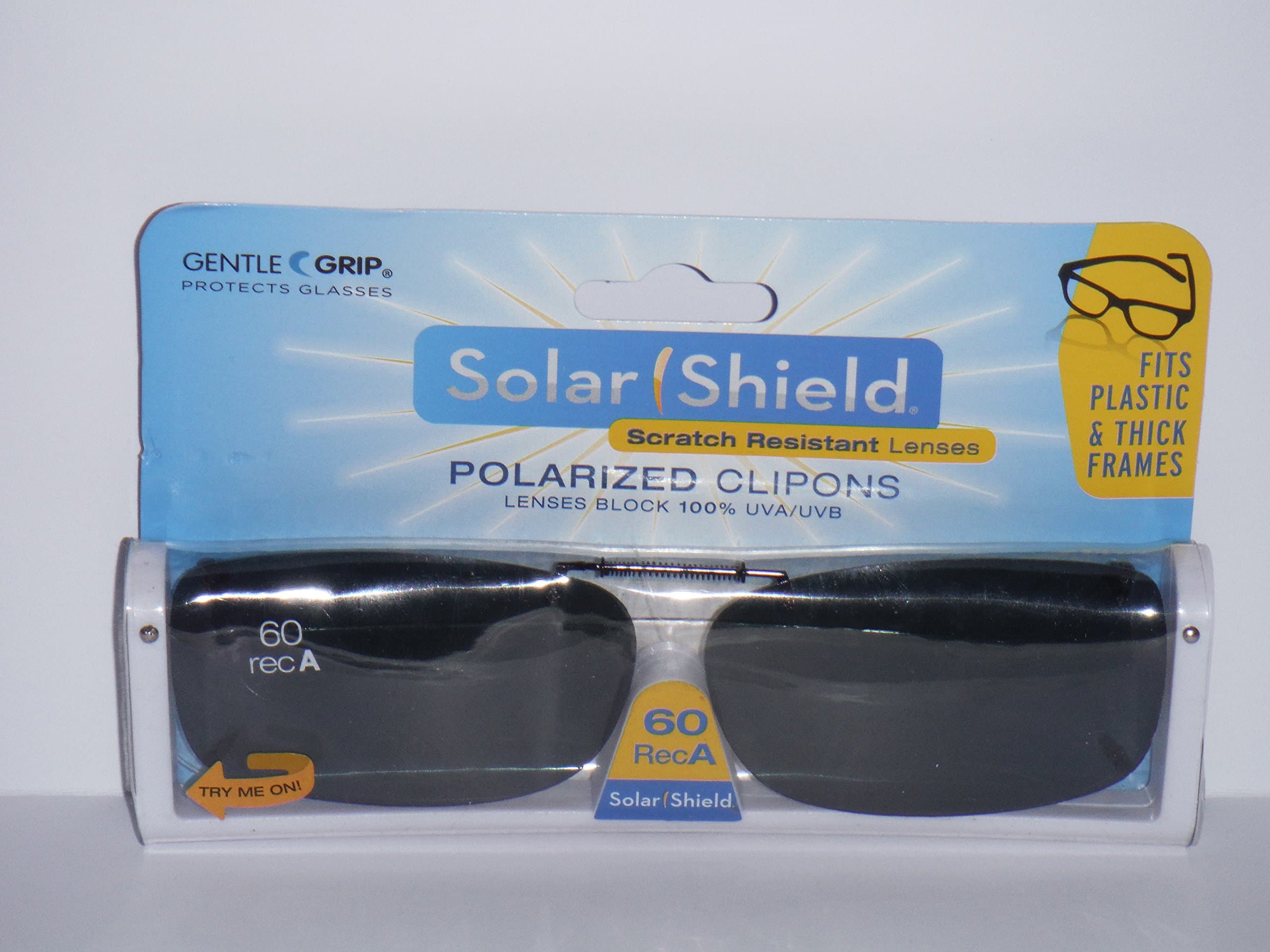 Solar Shield 60 Rec a Polarized Clip-on Sunglasses Fits Plastic Frames