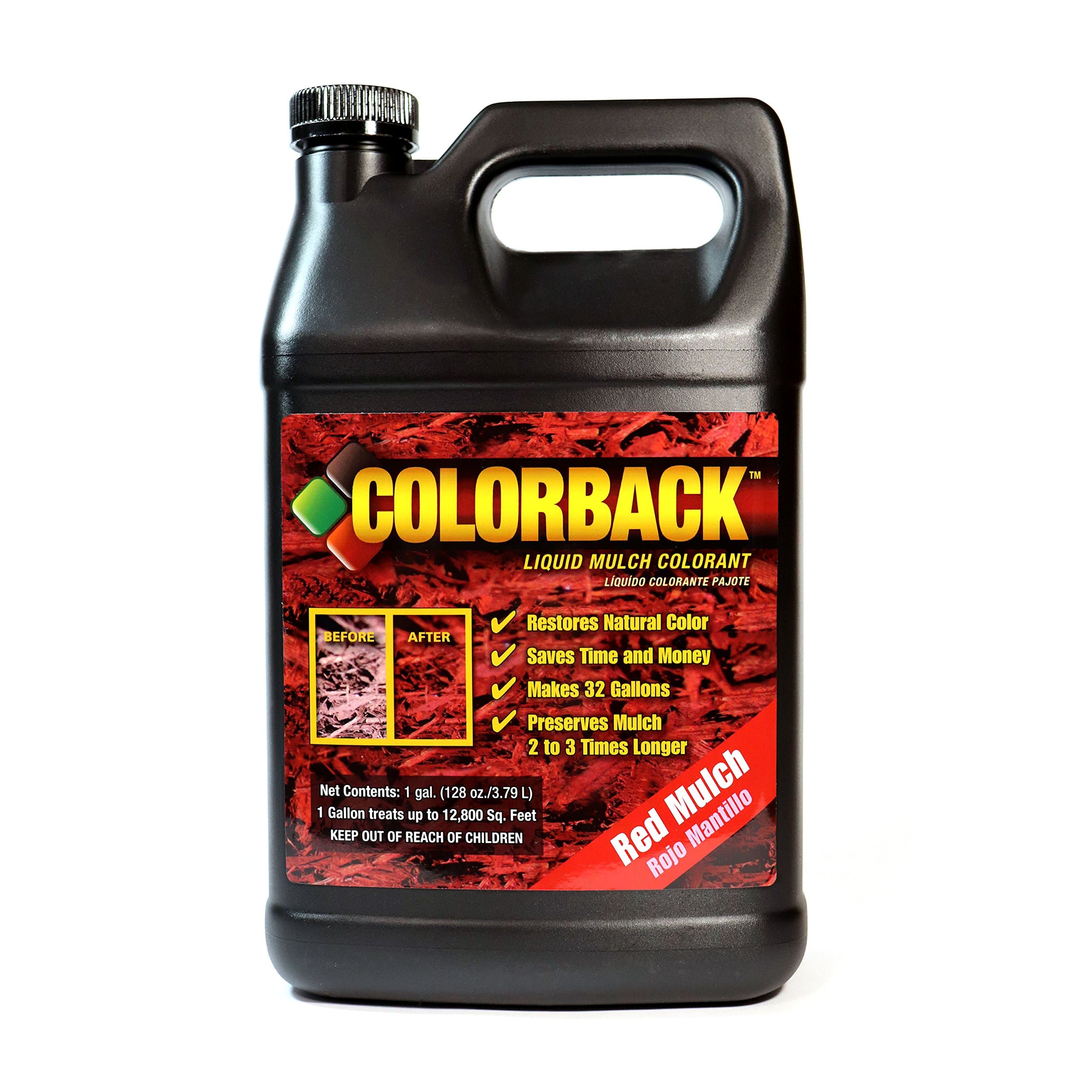 Red Mulch Dye, 12,800 Square Feet Coverage – Mulch Colorant for Landscaping & Garden Beds, Wood Mulch Dye, Mulch Color Restorer & Playground Bark Mulch, Eco-Friendly Mulch Paint, 1-Gallon