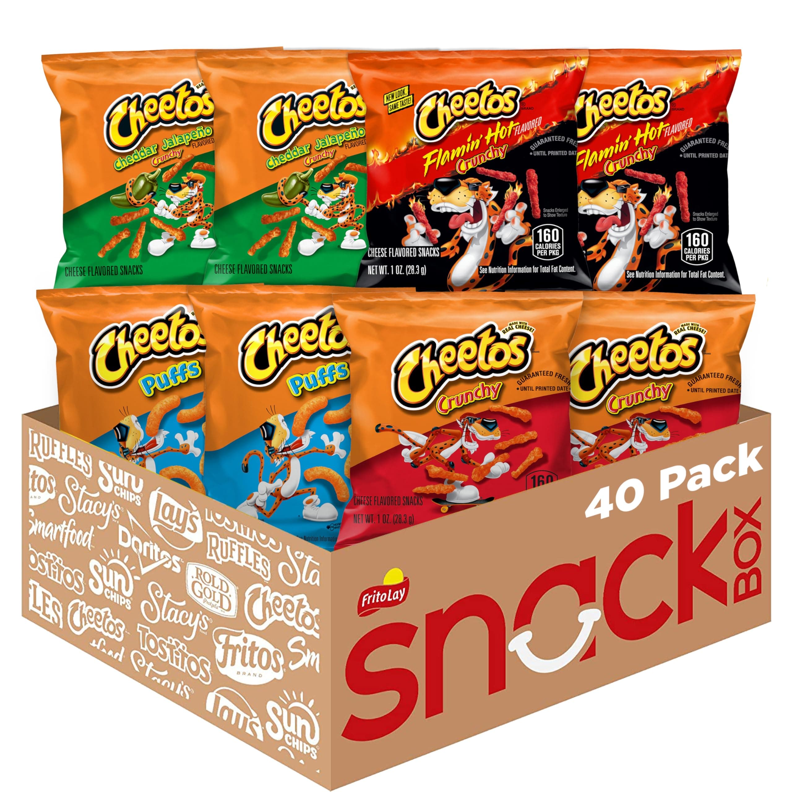Cheese Flavored Snacks, Variety Pack, (Pack of 40)