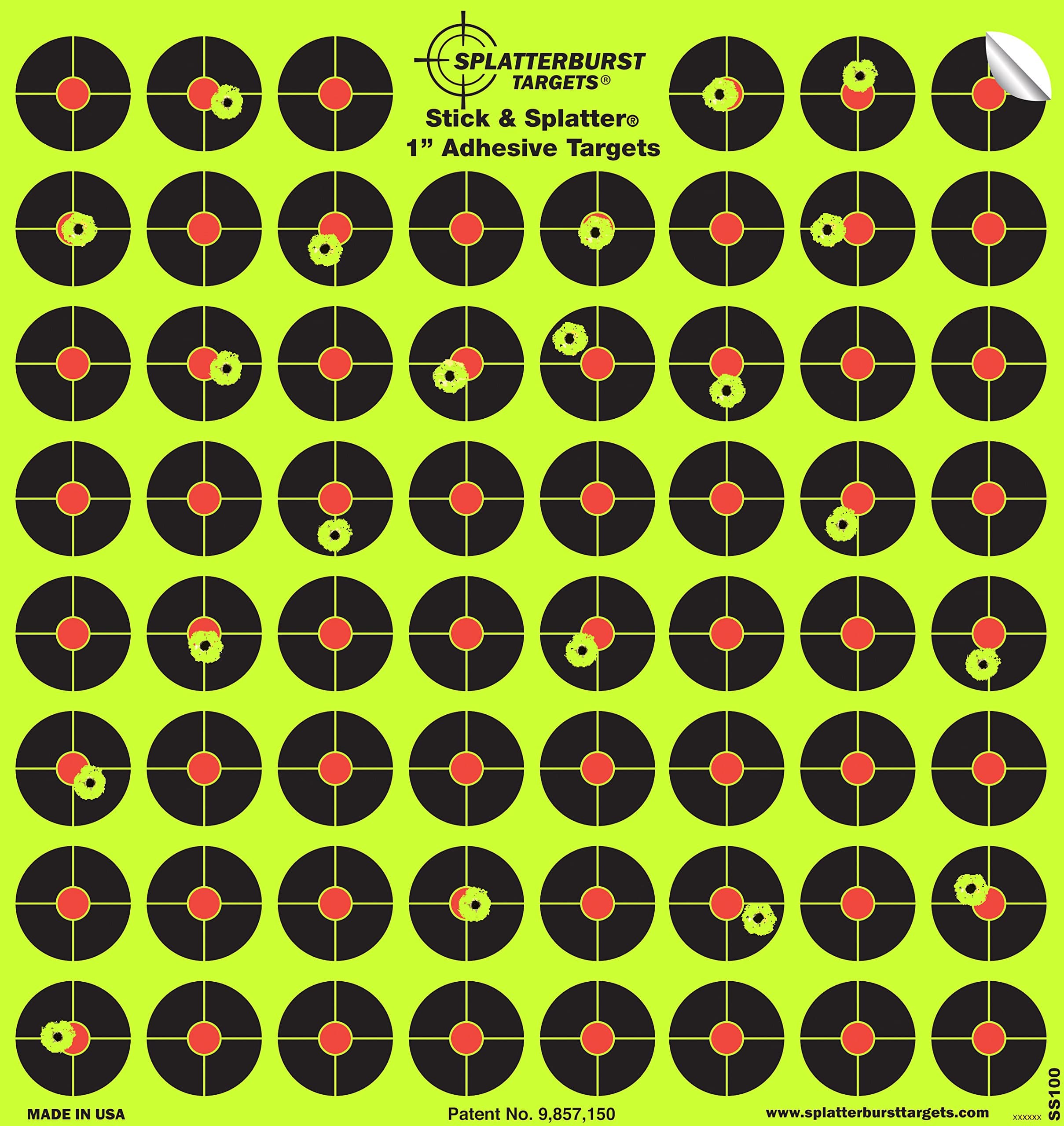 Splatterburst Targets - 10 pack 2.54 cm Stick & Splatter Self Adhesive Reactive Shooting Targets - Gun - Rifle - Pistol - AirSoft - BB Gun - Pellet Gun - Air Rifle