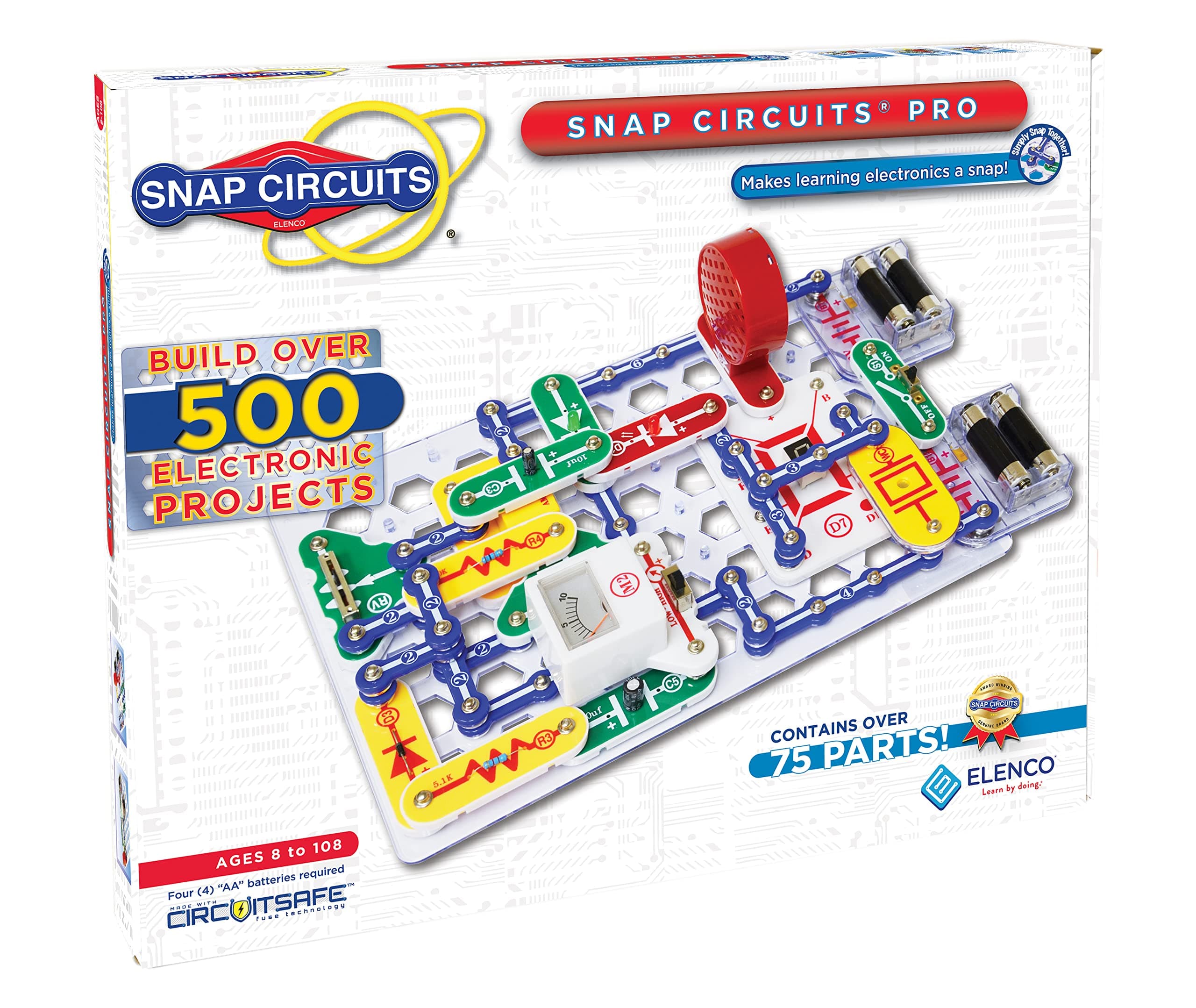 Pro SC-500 Electronics Exploration Kit | Over 500 Projects | Full Color Project Manual | 75 + Snap Circuits Parts | STEM Educational Toy for Kids 8 +