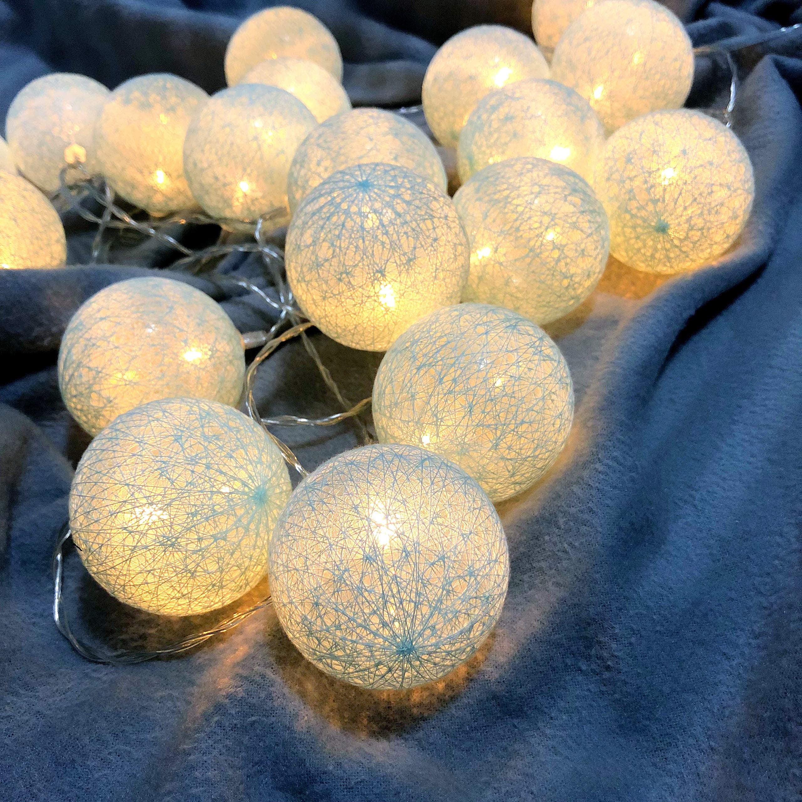Decorative String Lights for Bedroom Decor, Battery Operated Globe Hanging Light Blue Night Lights Warm Indoor Kids, Children's Canopy Lights, 10ft